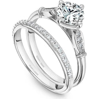 Round Cut Diamond Engagement Ring with Marquise-Shaped Milgrain Patterns in White Gold by Noam Carver<em> - Choose Your Center Diamond: 1 to 5 Carats, Sustainable Lab-Grown or Natural Earth-Mined</em>