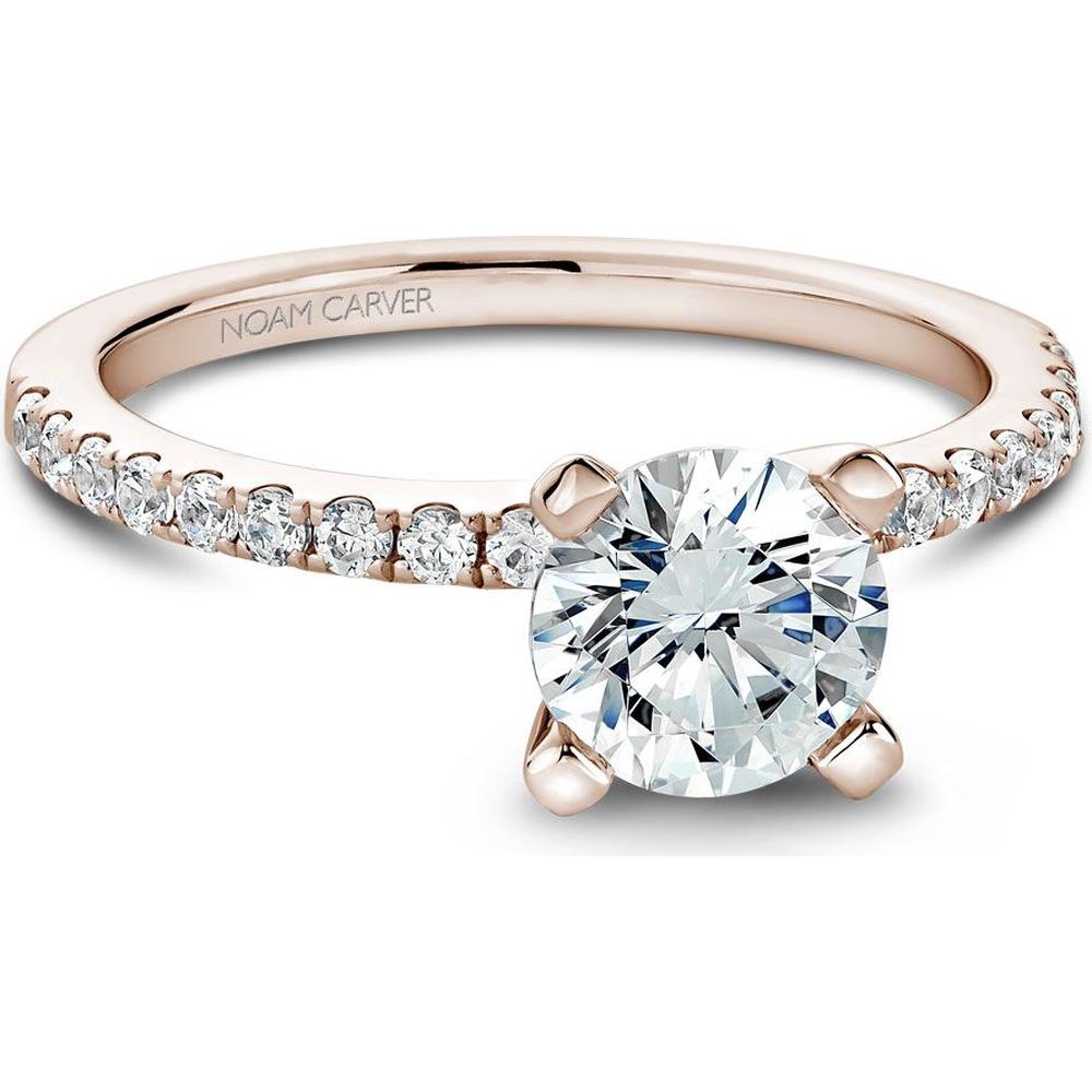 Round Cut Diamond Engagement Ring with Micro-Pav&eacute; Band in Rose Gold by Noam Carver<em> - Choose Your Center Diamond: 1 to 5 Carats, Sustainable Lab-Grown or Natural Earth-Mined</em>