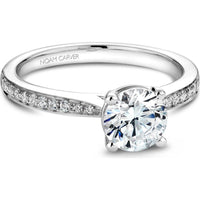 Round Cut Diamond Engagement Ring with Micro-Pav&eacute; Band in White Gold by Noam Carver<em> - Choose Your Center Diamond: 1 to 5 Carats, Sustainable Lab-Grown or Natural Earth-Mined</em>