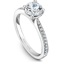 Round Cut Diamond Engagement Ring with Micro-Pav&eacute; Band in White Gold by Noam Carver<em> - Choose Your Center Diamond: 1 to 5 Carats, Sustainable Lab-Grown or Natural Earth-Mined</em>