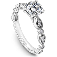 Round Cut Diamond Engagement Ring with Milgrain and Diamond Accents in White Gold by Noam Carver<em> - Choose Your Center Diamond: 1 to 5 Carats, Sustainable Lab-Grown or Natural Earth-Mined</em>