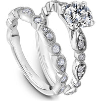 Round Cut Diamond Engagement Ring with Milgrain and Diamond Accents in White Gold by Noam Carver<em> - Choose Your Center Diamond: 1 to 5 Carats, Sustainable Lab-Grown or Natural Earth-Mined</em>