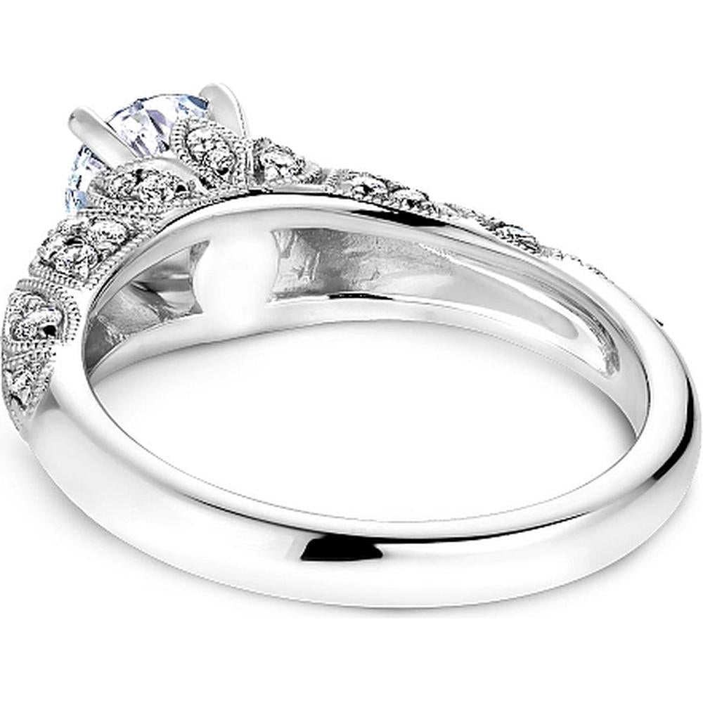 Round Cut Diamond Engagement Ring with Milgrain and Pave-Set Band in White Gold by Noam Carver<em> - Choose Your Center Diamond: 1 to 5 Carats, Sustainable Lab-Grown or Natural Earth-Mined</em>