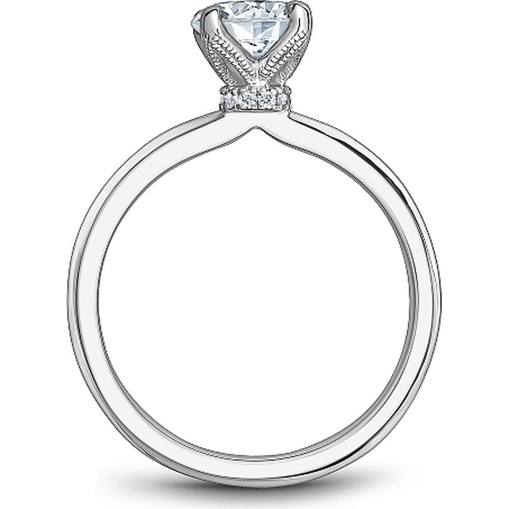 Round Cut Diamond Engagement Ring with Milgrain Detail and Hidden Halo in White Gold by Noam Carver<em> - Choose Your Center Diamond: 1 to 5 Carats, Sustainable Lab-Grown or Natural Earth-Mined</em>