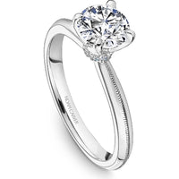 Round Cut Diamond Engagement Ring with Milgrain Detail and Hidden Halo in White Gold by Noam Carver<em> - Choose Your Center Diamond: 1 to 5 Carats, Sustainable Lab-Grown or Natural Earth-Mined</em>