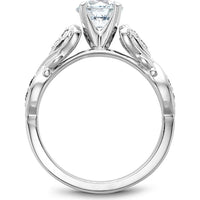 Round Cut Diamond Engagement Ring with Milgrain Detailing and Ornate Band in White Gold by Noam Carver<em> - Choose Your Center Diamond: 1 to 5 Carats, Sustainable Lab-Grown or Natural Earth-Mined</em>