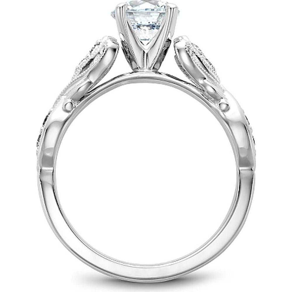 Round Cut Diamond Engagement Ring with Milgrain Detailing and Ornate Band in White Gold by Noam Carver<em> - Choose Your Center Diamond: 1 to 5 Carats, Sustainable Lab-Grown or Natural Earth-Mined</em>