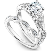 Round Cut Diamond Engagement Ring with Milgrain Detailing and Ornate Band in White Gold by Noam Carver<em> - Choose Your Center Diamond: 1 to 5 Carats, Sustainable Lab-Grown or Natural Earth-Mined</em>
