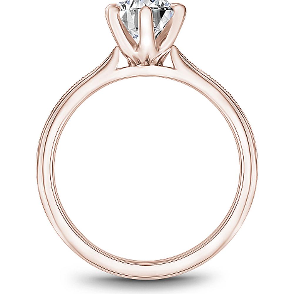 Round Cut Diamond Engagement Ring with Milgrain Detailing in Rose Gold by Noam Carver<em> - Choose Your Center Diamond: 1 to 5 Carats, Sustainable Lab-Grown or Natural Earth-Mined</em>