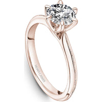 Round Cut Diamond Engagement Ring with Milgrain Detailing in Rose Gold by Noam Carver<em> - Choose Your Center Diamond: 1 to 5 Carats, Sustainable Lab-Grown or Natural Earth-Mined</em>