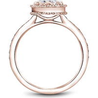 Round Cut Diamond Engagement Ring with Milgrain Halo and Pavé Band in Rose Gold by Noam Carver<em> - Choose Your Center Diamond: 1 to 5 Carats, Sustainable Lab-Grown or Natural Earth-Mined</em>