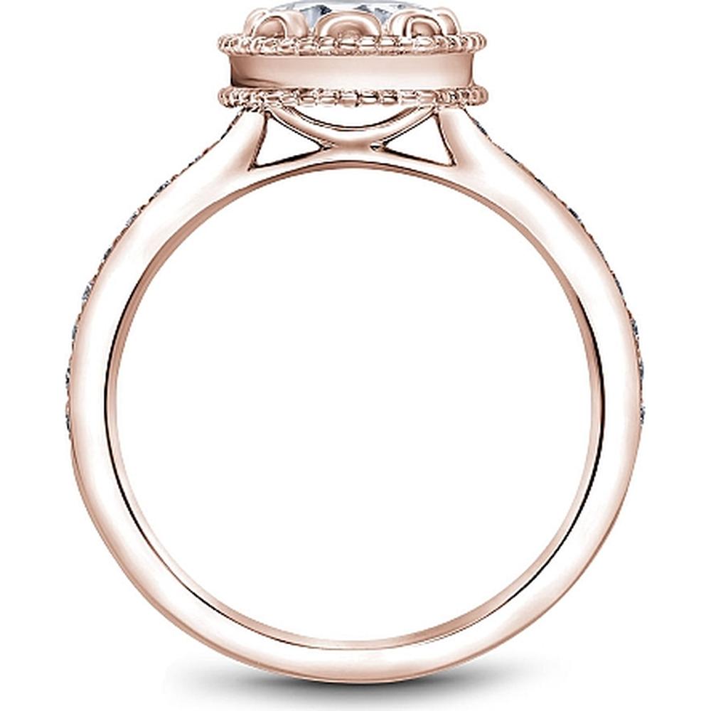 Round Cut Diamond Engagement Ring with Milgrain Halo and Pavé Band in Rose Gold by Noam Carver<em> - Choose Your Center Diamond: 1 to 5 Carats, Sustainable Lab-Grown or Natural Earth-Mined</em>