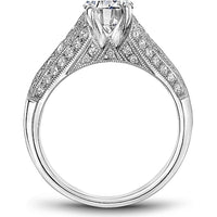 Round Cut Diamond Engagement Ring with Milgrain Pavé Band in White Gold by Noam Carver<em> - Choose Your Center Diamond: 1 to 5 Carats, Sustainable Lab-Grown or Natural Earth-Mined</em>