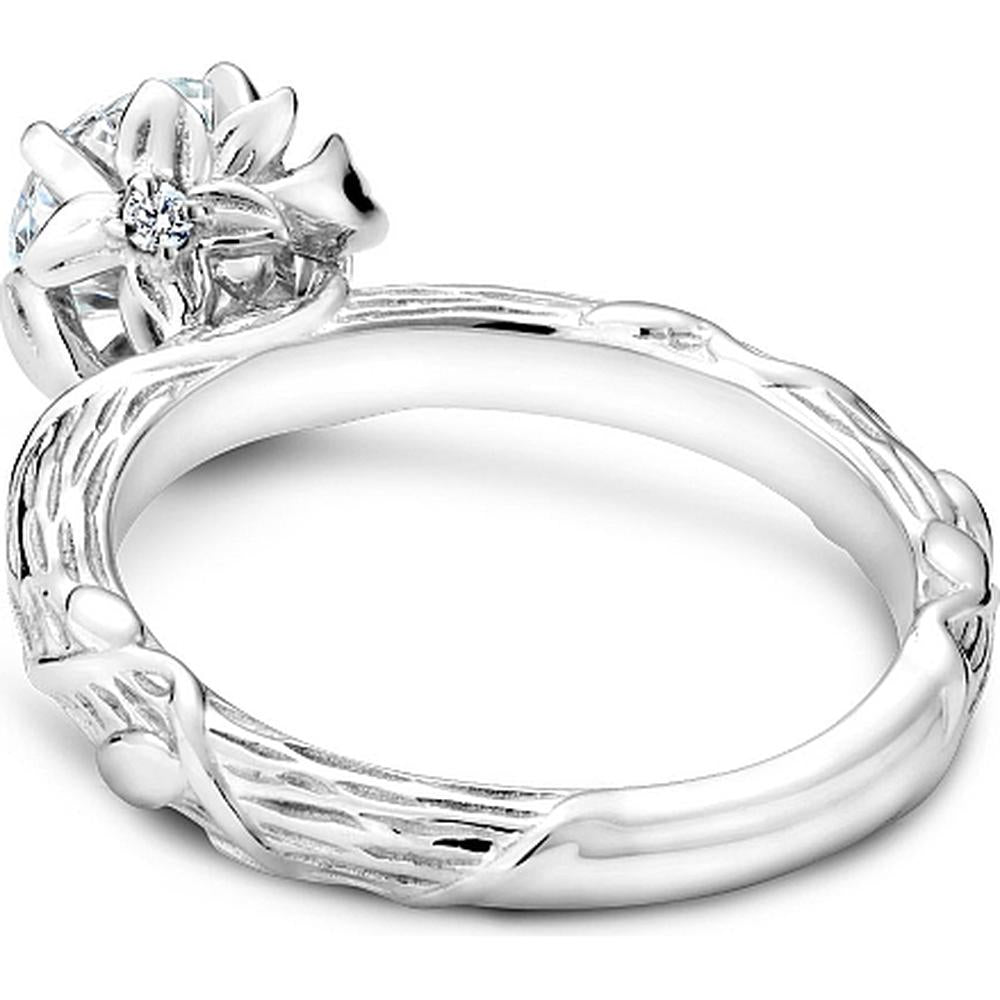 Round Cut Diamond Engagement Ring with Nature-Inspired Band in White Gold by Noam Carver<em> - Choose Your Center Diamond: 1 to 5 Carats, Sustainable Lab-Grown or Natural Earth-Mined</em>