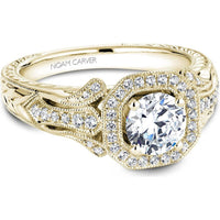 Round Cut Diamond Engagement Ring with Octagonal Halo and Filigree Design in Yellow Gold by Noam Carver<em> - Choose Your Center Diamond: 1 to 5 Carats, Sustainable Lab-Grown or Natural Earth-Mined</em>