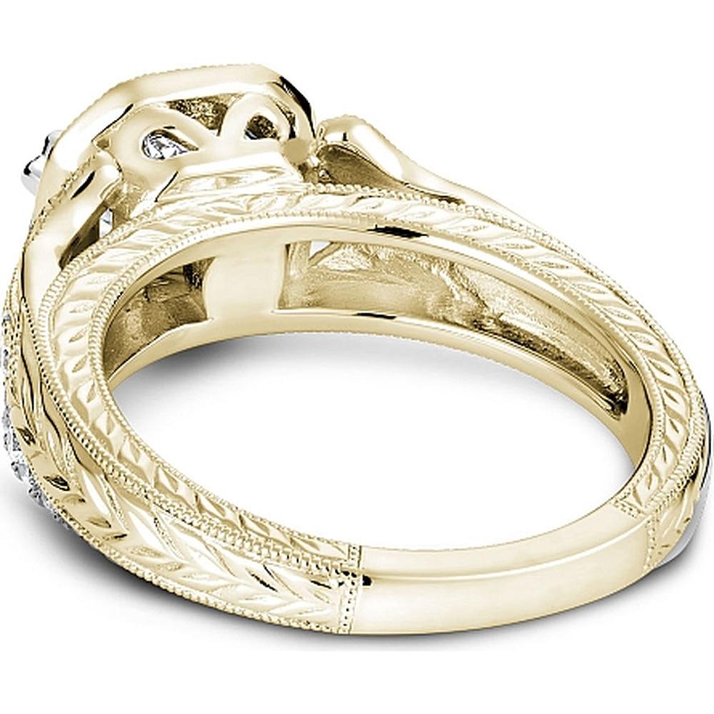 Round Cut Diamond Engagement Ring with Octagonal Halo and Filigree Design in Yellow Gold by Noam Carver<em> - Choose Your Center Diamond: 1 to 5 Carats, Sustainable Lab-Grown or Natural Earth-Mined</em>