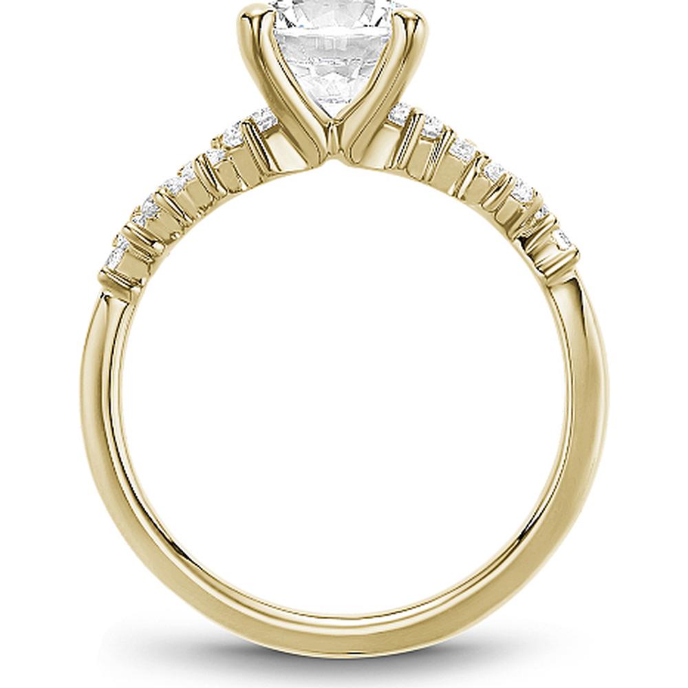 Round Cut Diamond Engagement Ring with Offset Diamonds in Yellow Gold by Noam Carver<em> - Choose Your Center Diamond: 1 to 5 Carats, Sustainable Lab-Grown or Natural Earth-Mined</em>