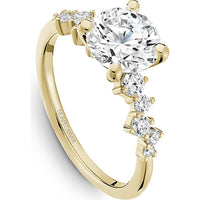 Round Cut Diamond Engagement Ring with Offset Diamonds in Yellow Gold by Noam Carver<em> - Choose Your Center Diamond: 1 to 5 Carats, Sustainable Lab-Grown or Natural Earth-Mined</em>