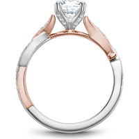 Round Cut Diamond Engagement Ring with Pavé and Milgrain Detailing in White and Rose Gold by Noam Carver<em> - Choose Your Center Diamond: 1 to 5 Carats, Sustainable Lab-Grown or Natural Earth-Mined</em>