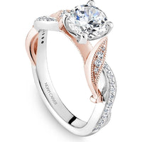 Round Cut Diamond Engagement Ring with Pavé and Milgrain Detailing in White and Rose Gold by Noam Carver<em> - Choose Your Center Diamond: 1 to 5 Carats, Sustainable Lab-Grown or Natural Earth-Mined</em>