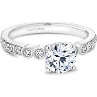 Round Cut Diamond Engagement Ring with Pavé Band and Bezel Set Diamonds in White Gold by Noam Carver<em> - Choose Your Center Diamond: 1 to 5 Carats, Sustainable Lab-Grown or Natural Earth-Mined</em>