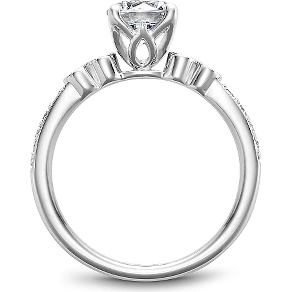 Round Cut Diamond Engagement Ring with Pavé Band and Bezel Set Diamonds in White Gold by Noam Carver<em> - Choose Your Center Diamond: 1 to 5 Carats, Sustainable Lab-Grown or Natural Earth-Mined</em>