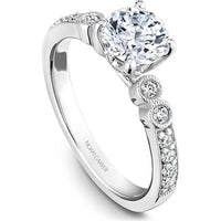 Round Cut Diamond Engagement Ring with Pavé Band and Bezel Set Diamonds in White Gold by Noam Carver<em> - Choose Your Center Diamond: 1 to 5 Carats, Sustainable Lab-Grown or Natural Earth-Mined</em>
