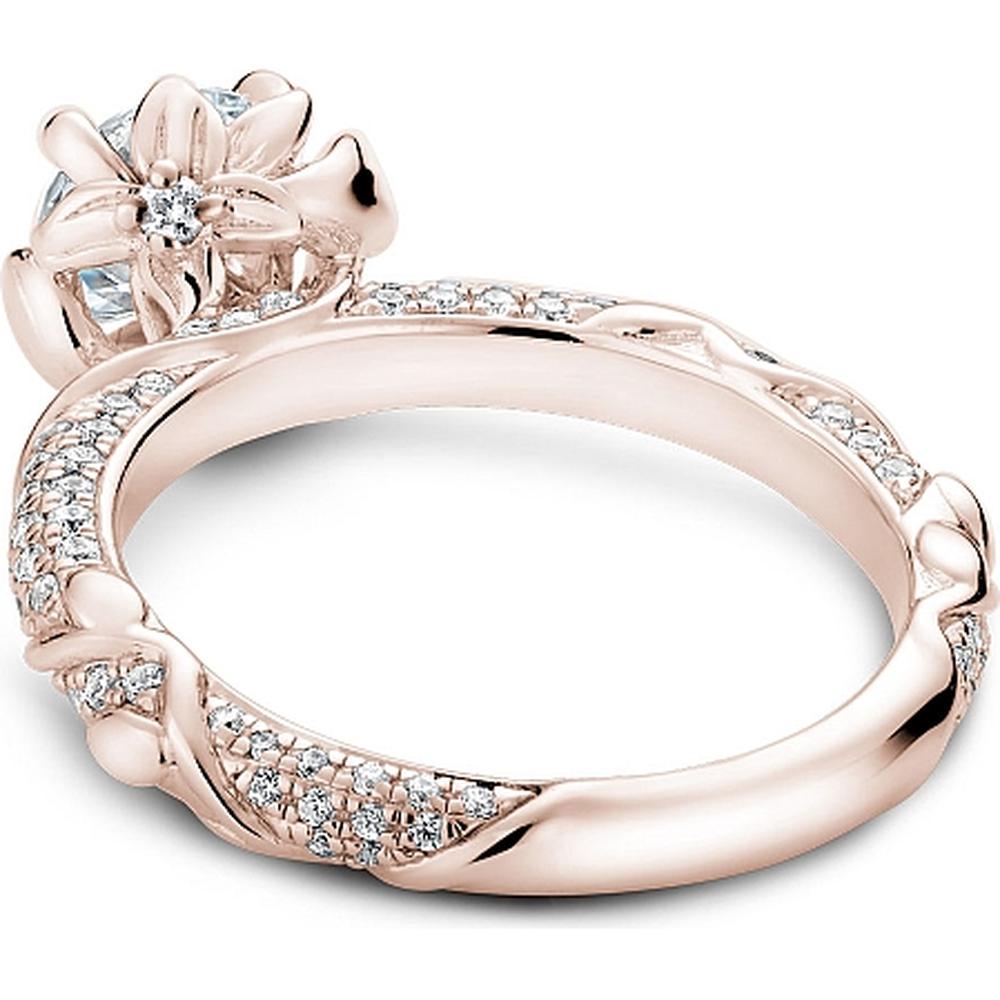 Round Cut Diamond Engagement Ring with Pavé Band and Hidden Floral Motif in Rose Gold by Noam Carver<em> - Choose Your Center Diamond: 1 to 5 Carats, Sustainable Lab-Grown or Natural Earth-Mined</em>
