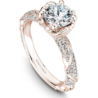 Round Cut Diamond Engagement Ring with Pavé Band and Hidden Floral Motif in Rose Gold by Noam Carver<em> - Choose Your Center Diamond: 1 to 5 Carats, Sustainable Lab-Grown or Natural Earth-Mined</em>