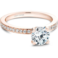 Round Cut Diamond Engagement Ring with Pav&eacute; Band and Hidden Halo in Rose Gold by Noam Carver<em> - Choose Your Center Diamond: 1 to 5 Carats, Sustainable Lab-Grown or Natural Earth-Mined</em>