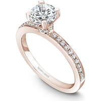 Round Cut Diamond Engagement Ring with Pav&eacute; Band and Hidden Halo in Rose Gold by Noam Carver<em> - Choose Your Center Diamond: 1 to 5 Carats, Sustainable Lab-Grown or Natural Earth-Mined</em>