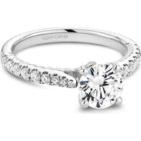 Round Cut Diamond Engagement Ring with Pavé Band and Milgrain Detailing in White Gold by Noam Carver<em> - Choose Your Center Diamond: 1 to 5 Carats, Sustainable Lab-Grown or Natural Earth-Mined</em>