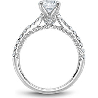 Round Cut Diamond Engagement Ring with Pavé Band and Milgrain Detailing in White Gold by Noam Carver<em> - Choose Your Center Diamond: 1 to 5 Carats, Sustainable Lab-Grown or Natural Earth-Mined</em>