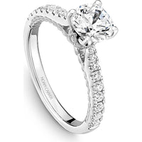 Round Cut Diamond Engagement Ring with Pavé Band and Milgrain Detailing in White Gold by Noam Carver<em> - Choose Your Center Diamond: 1 to 5 Carats, Sustainable Lab-Grown or Natural Earth-Mined</em>