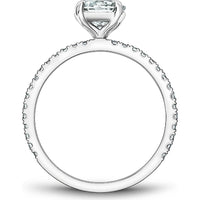 Round Cut Diamond Engagement Ring with Pavé Band and Refined Design in White Gold by Noam Carver<em> - Choose Your Center Diamond: 1 to 5 Carats, Sustainable Lab-Grown or Natural Earth-Mined</em>