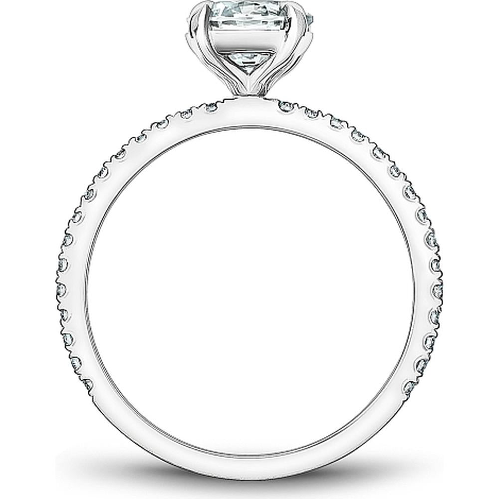 Round Cut Diamond Engagement Ring with Pavé Band and Refined Design in White Gold by Noam Carver<em> - Choose Your Center Diamond: 1 to 5 Carats, Sustainable Lab-Grown or Natural Earth-Mined</em>