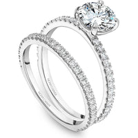 Round Cut Diamond Engagement Ring with Pavé Band and Refined Design in White Gold by Noam Carver<em> - Choose Your Center Diamond: 1 to 5 Carats, Sustainable Lab-Grown or Natural Earth-Mined</em>
