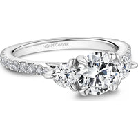 Round Cut Diamond Engagement Ring with Pavé Band and Side Stones in White Gold by Noam Carver<em> - Choose Your Center Diamond: 1 to 5 Carats, Sustainable Lab-Grown or Natural Earth-Mined</em>