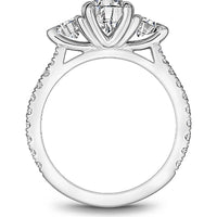 Round Cut Diamond Engagement Ring with Pavé Band and Side Stones in White Gold by Noam Carver<em> - Choose Your Center Diamond: 1 to 5 Carats, Sustainable Lab-Grown or Natural Earth-Mined</em>