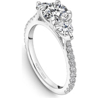 Round Cut Diamond Engagement Ring with Pavé Band and Side Stones in White Gold by Noam Carver<em> - Choose Your Center Diamond: 1 to 5 Carats, Sustainable Lab-Grown or Natural Earth-Mined</em>