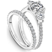 Round Cut Diamond Engagement Ring with Pavé Band and Side Stones in White Gold by Noam Carver<em> - Choose Your Center Diamond: 1 to 5 Carats, Sustainable Lab-Grown or Natural Earth-Mined</em>