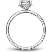 Round Cut Diamond Engagement Ring with Pavé Halo and Sleek Band in White Gold by Noam Carver<em> - Choose Your Center Diamond: 1 to 5 Carats, Sustainable Lab-Grown or Natural Earth-Mined</em>