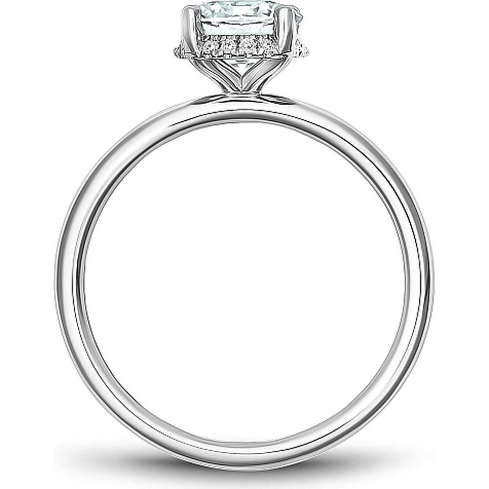 Round Cut Diamond Engagement Ring with Pavé Halo and Sleek Band in White Gold by Noam Carver<em> - Choose Your Center Diamond: 1 to 5 Carats, Sustainable Lab-Grown or Natural Earth-Mined</em>