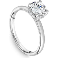 Round Cut Diamond Engagement Ring with Pavé Halo and Sleek Band in White Gold by Noam Carver<em> - Choose Your Center Diamond: 1 to 5 Carats, Sustainable Lab-Grown or Natural Earth-Mined</em>