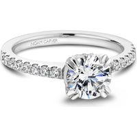 Round Cut Diamond Engagement Ring with Pav&eacute; Prongs and Band in White Gold by Noam Carver<em> - Choose Your Center Diamond: 1 to 5 Carats, Sustainable Lab-Grown or Natural Earth-Mined</em>