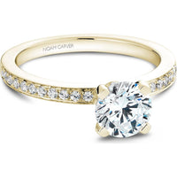 Round Cut Diamond Engagement Ring with Pav&eacute;-Set Band and Secret Halo in Yellow Gold by Noam Carver<em> - Choose Your Center Diamond: 1 to 5 Carats, Sustainable Lab-Grown or Natural Earth-Mined</em>