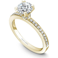 Round Cut Diamond Engagement Ring with Pav&eacute;-Set Band and Secret Halo in Yellow Gold by Noam Carver<em> - Choose Your Center Diamond: 1 to 5 Carats, Sustainable Lab-Grown or Natural Earth-Mined</em>