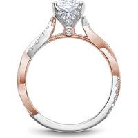 Round Cut Diamond Engagement Ring with Pavé-Set Band and Two-Tone Design in White and Rose Gold by Noam Carver<em> - Choose Your Center Diamond: 1 to 5 Carats, Sustainable Lab-Grown or Natural Earth-Mined</em>