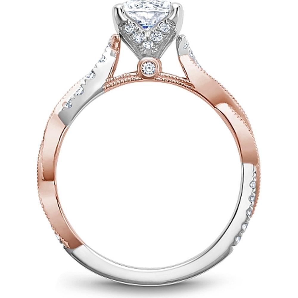 Round Cut Diamond Engagement Ring with Pavé-Set Band and Two-Tone Design in White and Rose Gold by Noam Carver<em> - Choose Your Center Diamond: 1 to 5 Carats, Sustainable Lab-Grown or Natural Earth-Mined</em>