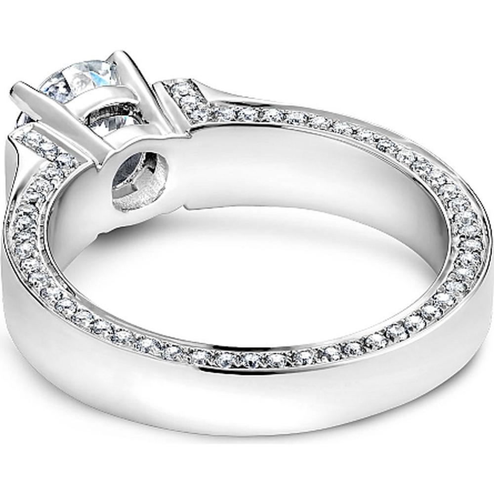 Round Cut Diamond Engagement Ring with Pavé-set Band in White Gold by Noam Carver<em> - Choose Your Center Diamond: 1 to 5 Carats, Sustainable Lab-Grown or Natural Earth-Mined</em>